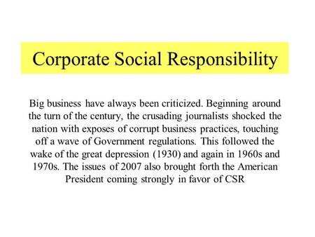 Corporate Social Responsibility