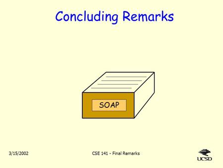 3/15/2002CSE 141 - Final Remarks Concluding Remarks SOAP.