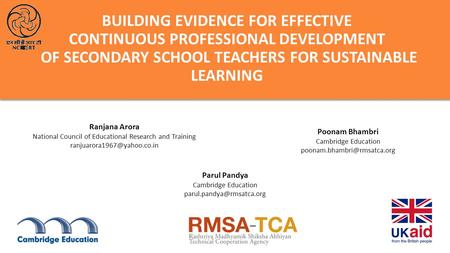 BUILDING EVIDENCE FOR EFFECTIVE CONTINUOUS PROFESSIONAL DEVELOPMENT OF SECONDARY SCHOOL TEACHERS FOR SUSTAINABLE LEARNING BUILDING EVIDENCE FOR EFFECTIVE.