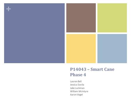 + P14043 – Smart Cane Phase 4 Lauren Bell Jessica Davila Jake Luckman William McIntyre Aaron Vogel.