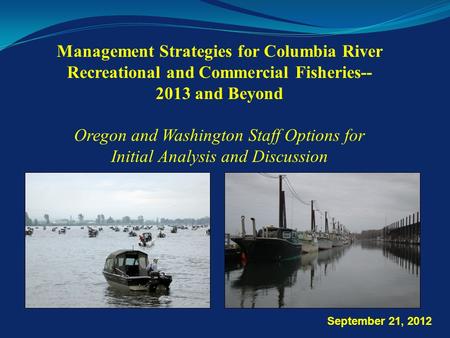 Management Strategies for Columbia River Recreational and Commercial Fisheries-- 2013 and Beyond Oregon and Washington Staff Options for Initial Analysis.