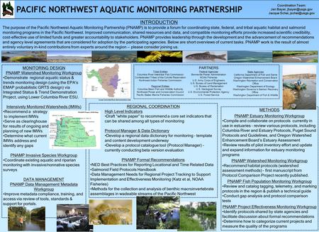 REGIONAL COORDINATION High Level Indicators Draft “white paper” to recommend a core set indicators that can be shared among all types of monitoring Protocol.