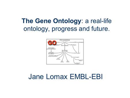 The Gene Ontology: a real-life ontology, progress and future. Jane Lomax EMBL-EBI.