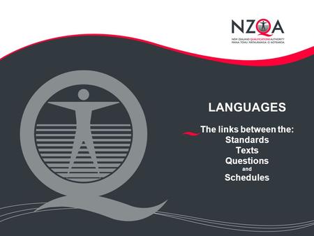 LANGUAGES The links between the: Standards Texts Questions and Schedules.