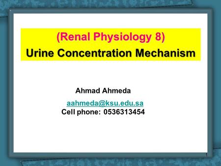 Urine Concentration Mechanism