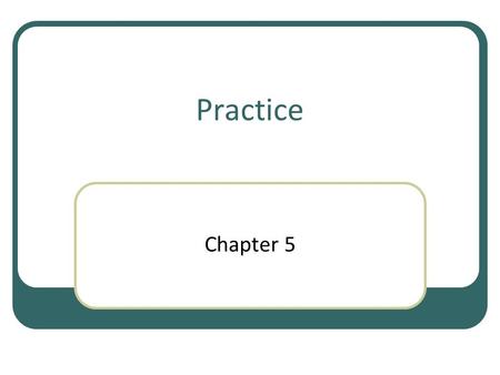 Practice Chapter 5. Performance & learning Performance is observed, learning inferred Performance can improve without improved learning Learning can improve.