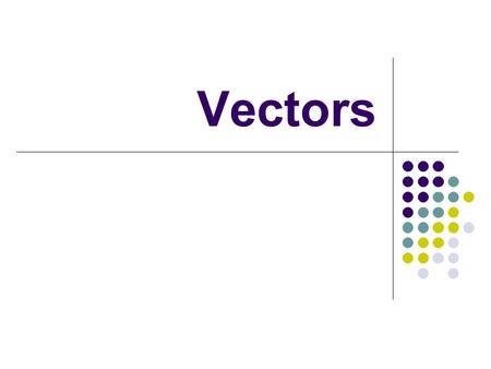 Vectors. There are two kinds of quantities… Scalars are quantities that have magnitude only, such as position speed time mass Vectors are quantities that.