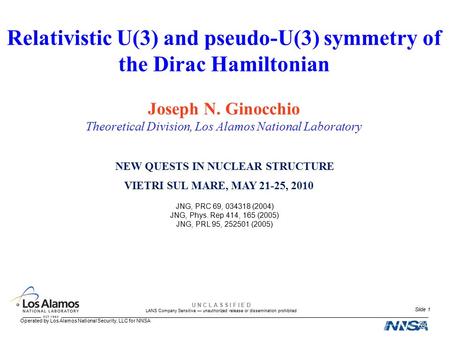 Operated by Los Alamos National Security, LLC for NNSA U N C L A S S I F I E D LANS Company Sensitive — unauthorized release or dissemination prohibited.