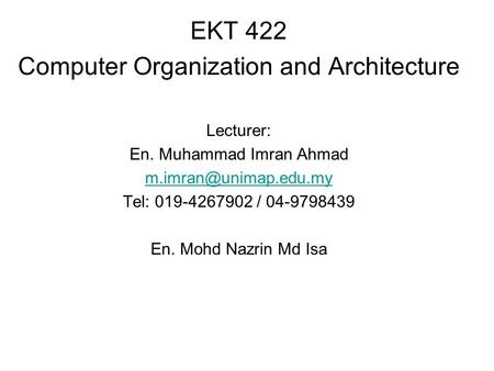 Computer Organization and Architecture