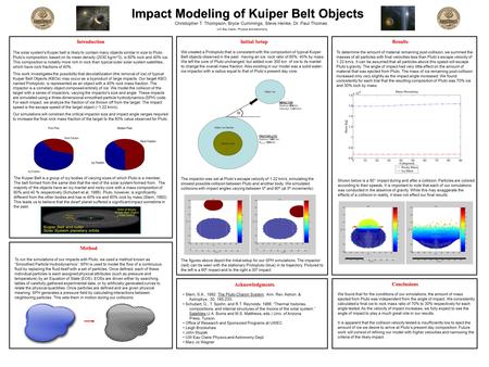 Method To run the simulations of our impacts with Pluto, we used a method known as “Smoothed Particle Hydrodynamics”. SPH is used to model the flow of.