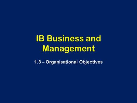 IB Business and Management