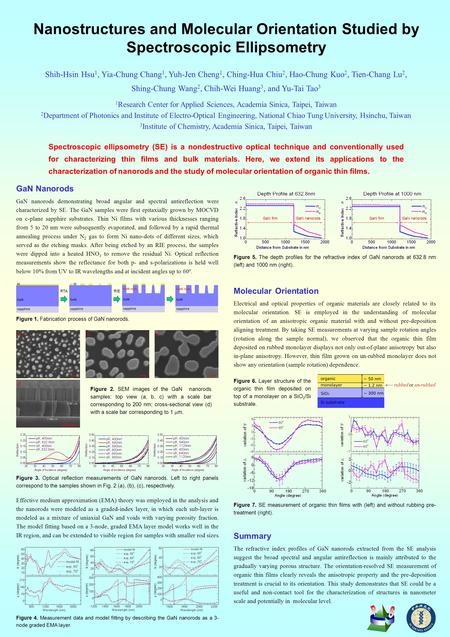 Electrical and optical properties of organic materials are closely related to its molecular orientation. SE is employed in the understanding of molecular.