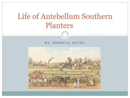 BY: REBECCA LEUNG Life of Antebellum Southern Planters.