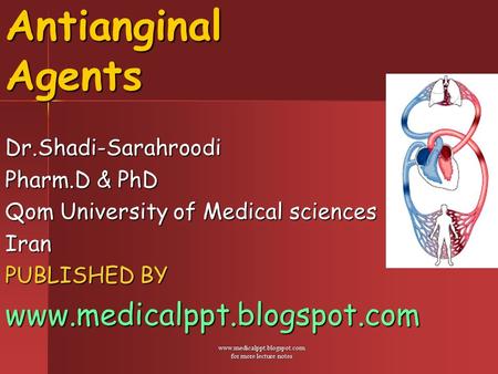 Www.medicalppt.blogspot.com for more lecture notes Antianginal Agents Dr.Shadi-Sarahroodi Pharm.D & PhD Qom University of Medical sciences Iran PUBLISHED.