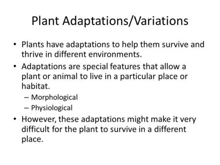 Plant Adaptations/Variations