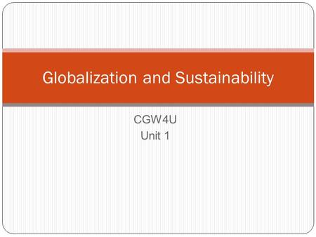 Globalization and Sustainability