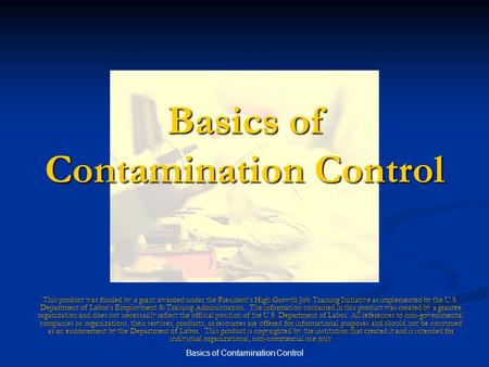 Basics of Contamination Control