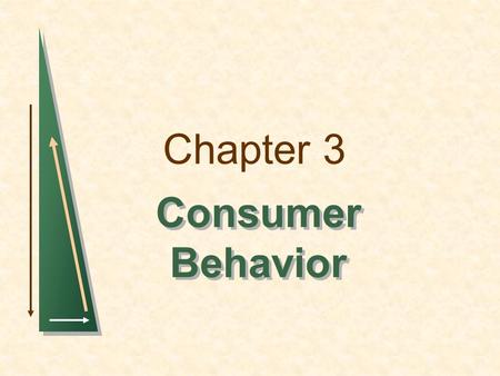 Chapter 3 Consumer Behavior. Chapter 3: Consumer BehaviorSlide 2 Consumer Behavior There are three steps involved in the study of consumer behavior. 1)