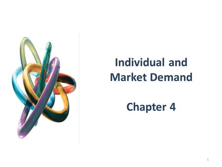 Individual and Market Demand Chapter 4 1. INDIVIDUAL DEMAND Price Changes Using the figures developed in the previous chapter, the impact of a change.