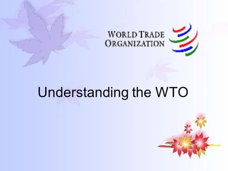 Understanding the WTO. Chapter 1 BASICS §1 What is the World Trade Organization? Simply put: the World Trade Organization (WTO) deals with the rules of.