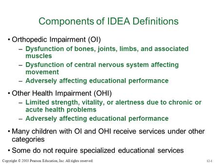 Components of IDEA Definitions