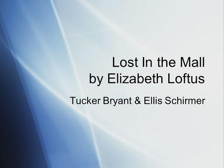 Lost In the Mall by Elizabeth Loftus Tucker Bryant & Ellis Schirmer.