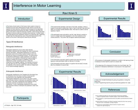 Participants Interference in Motor Learning MEASUREMENTSExperimental ResultsIntroduction  The history of prior action in the human motor system is known.