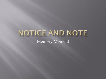 Memory Moment.  Points in a story where a character remembers something from the past.  When you (the student) learns to be alert to these moments,