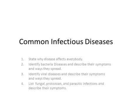 Common Infectious Diseases