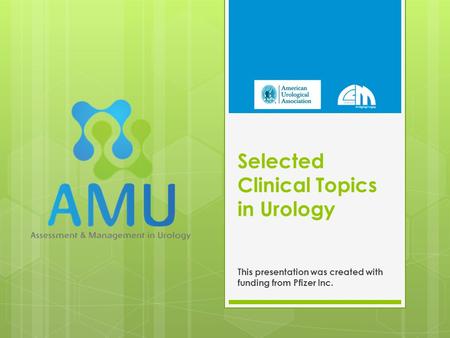 Selected Clinical Topics in Urology This presentation was created with funding from Pfizer Inc.