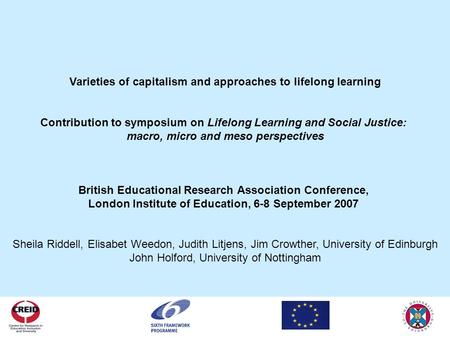 Varieties of capitalism and approaches to lifelong learning