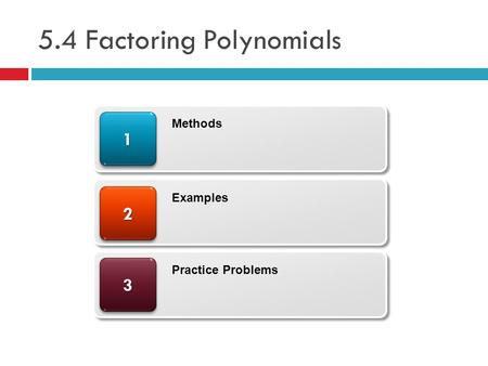 5.4 Factoring Polynomials