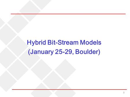 1 Hybrid Bit-Stream Models (January 25-29, Boulder)