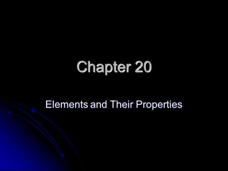 Elements and Their Properties