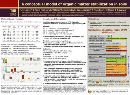 Objectives Conclusions:conceptual model of OM stabilization  Evaluation of the relevance of stabilization mechanisms in different horizons  Relating.