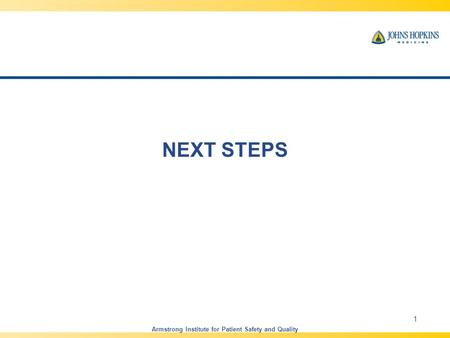 NEXT STEPS Armstrong Institute for Patient Safety and Quality 1.