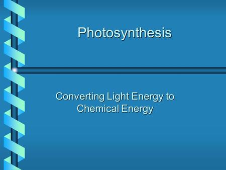 Photosynthesis Converting Light Energy to Chemical Energy.