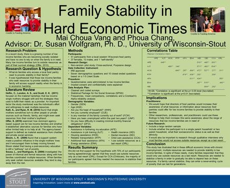 Mai Choua Vang and Phoua Chang, Advisor: Dr. Susan Wolfgram, Ph. D., University of Wisconsin-Stout Research Problem In a recent study, there is a growing.