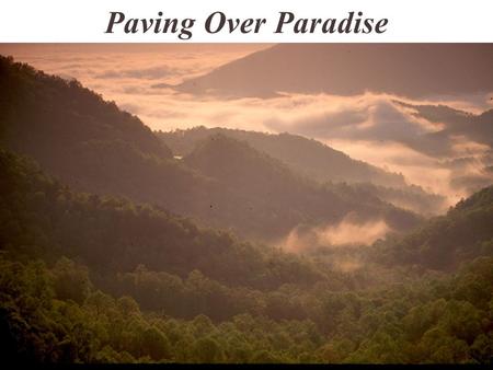 Paving Over Paradise.  Fragmentation of Conservation Landscape  Degradation of Conservation Potential of lands  Barrier to Wildlife Movement  Sink.