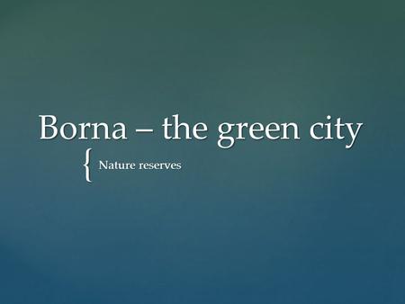 { Borna – the green city Nature reserves. { Lake Bockwitz The blue lake in the green city.