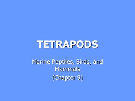 TETRAPODS Marine Reptiles, Birds, and Mammals (Chapter 9)