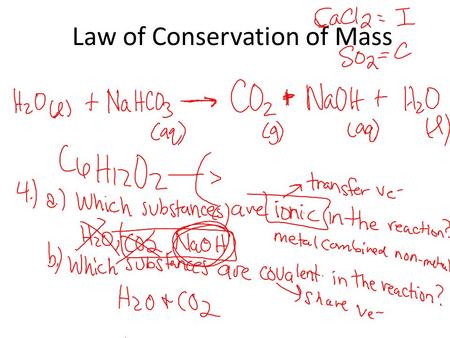 Law of Conservation of Mass. Chemical Reactions.