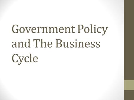 Government Policy and The Business Cycle. Word Splash economic growth stability full employment PPI inflation unemployment GDP per capita CPI housing.