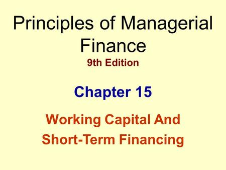 Principles of Managerial Finance 9th Edition