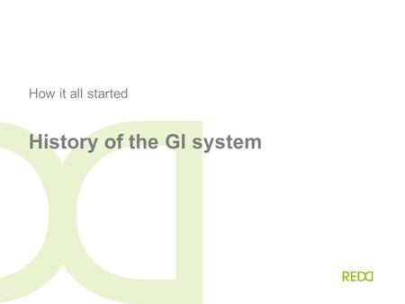 History of the GI system How it all started. History of the GI system Foods have be named after their geographical origin since Antiquity: examples: 5th.