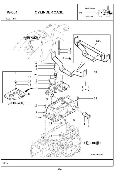 T233 / T273 2009 / 12 NOTE Year / Month P1 FIG 601 CYLINDER CASE 184.