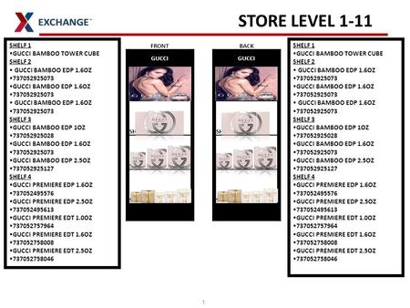 1 STORE LEVEL 1-11 SHELF 1 GUCCI BAMBOO TOWER CUBE SHELF 2 GUCCI BAMBOO EDP 1.6OZ 737052925073 GUCCI BAMBOO EDP 1.6OZ 737052925073 GUCCI BAMBOO EDP 1.6OZ.