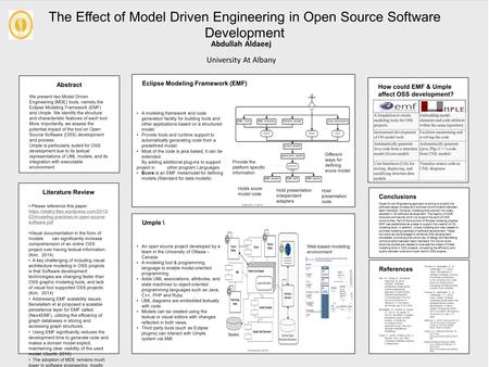 Abstract We present two Model Driven Engineering (MDE) tools, namely the Eclipse Modeling Framework (EMF) and Umple. We identify the structure and characteristic.