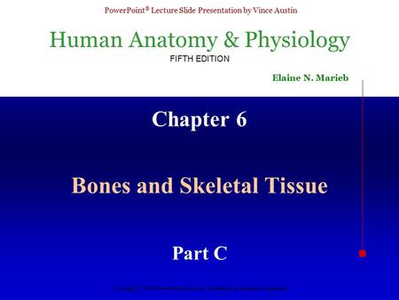 Human Anatomy & Physiology FIFTH EDITION Elaine N. Marieb PowerPoint ® Lecture Slide Presentation by Vince Austin Copyright © 2003 Pearson Education, Inc.