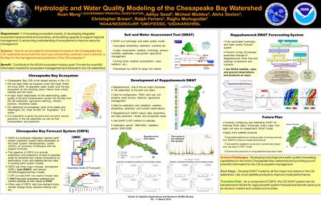 Center for Satellite Applications and Research (STAR) Review 09 – 11 March 2010 Hydrologic and Water Quality Modeling of the Chesapeake Bay Watershed Huan.